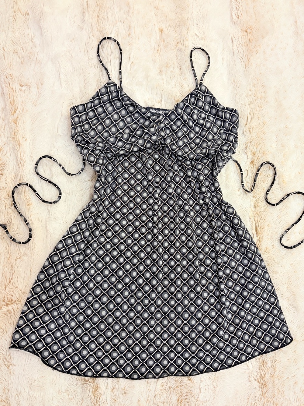 🖤 Vintage Y2K 90s SubWay Ruched Mini Dress Top RARE McBling Mod Retro Going Out